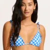 Seafolly Ciao Bella Check Slide Tri Bikini Top - Azure Online