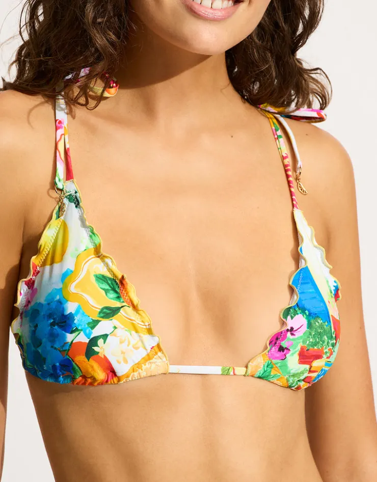 Seafolly Ciao Bella Slide Tri Bikini Top - White New