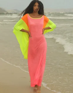 Pitusa Clara Butterfly Kaftan - Hot Pink Clearance