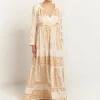 Greek Archaic Kori Classic Triangle Maxi Dress - Natural and Gold Best
