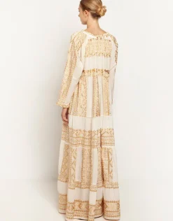 Greek Archaic Kori Classic Triangle Maxi Dress - Natural and Gold Best