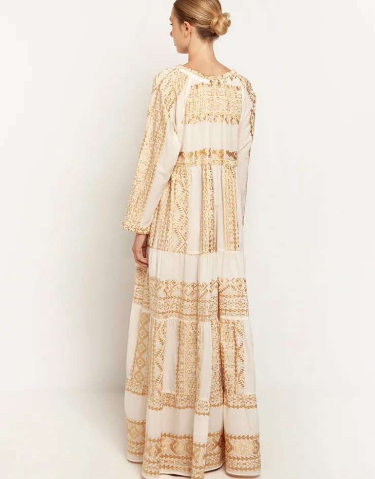 Greek Archaic Kori Classic Triangle Maxi Dress - Natural and Gold Best