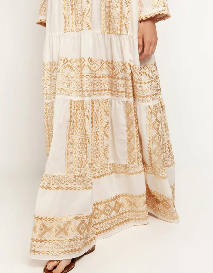 Greek Archaic Kori Classic Triangle Maxi Dress - Natural and Gold Best