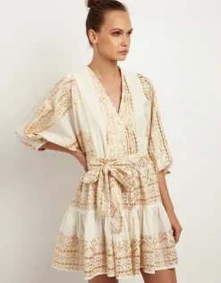 Greek Archaic Kori Classic Triangle Mini Dress - Natural and Gold Outlet