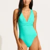 Seafolly Collective Cross Back Swimsuit - Aquatic Blue Outlet
