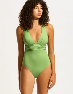 Seafolly Collective Cross Back Swimsuit - Sage Discount