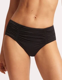 Seafolly Collective Gathered Front Retro Bikini Pant - Black Online