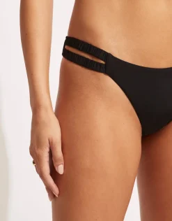 Seafolly Collective Gathered Strap Bralette Bikini Top - Black New