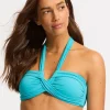 Seafolly Collective Halter Bandeau Bikini Top - Atoll Blue Discount