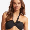 Seafolly Collective Halter Bandeau Bikini Top - Black Fashion