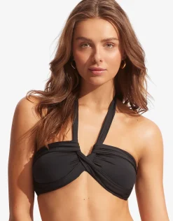 Seafolly Collective Halter Bandeau Bikini Top - Black Fashion