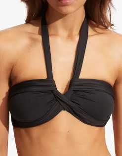 Seafolly Collective Halter Bandeau Bikini Top - Black Fashion