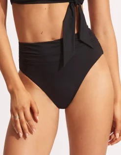 Seafolly Collective High Cut Rio Bikini Pant - Black Hot