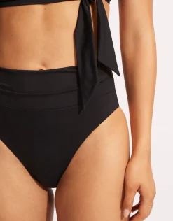 Seafolly Collective High Cut Rio Bikini Pant - Black Hot