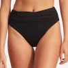 Seafolly Collective High Waist Wrap Front Bikini Pant - Black New
