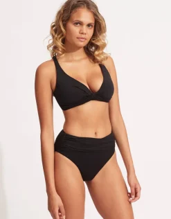 Seafolly Collective High Waist Wrap Front Bikini Pant - Black New