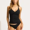 Seafolly Collective Multi Fit Wrap Front Tankini Top - Black Sale