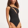Seafolly Collective One Shoulder Swimsuit - Black New
