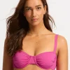Seafolly Collective Ruched Underwired Bikini Top - Hot Pink Outlet