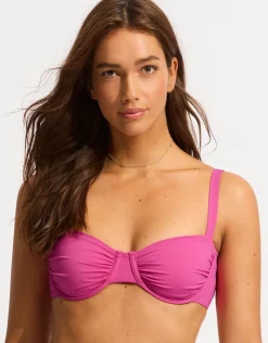 Seafolly Collective Ruched Underwired Bikini Top - Hot Pink Outlet