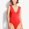 Seafolly Collective V Neck Swimsuit - Chilli Red Sale
