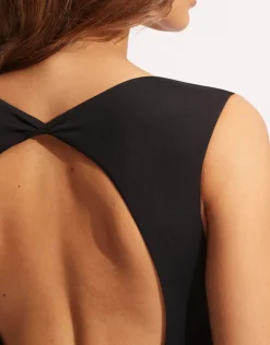 Seafolly Collective V Neck Swimsuit - Black Sale