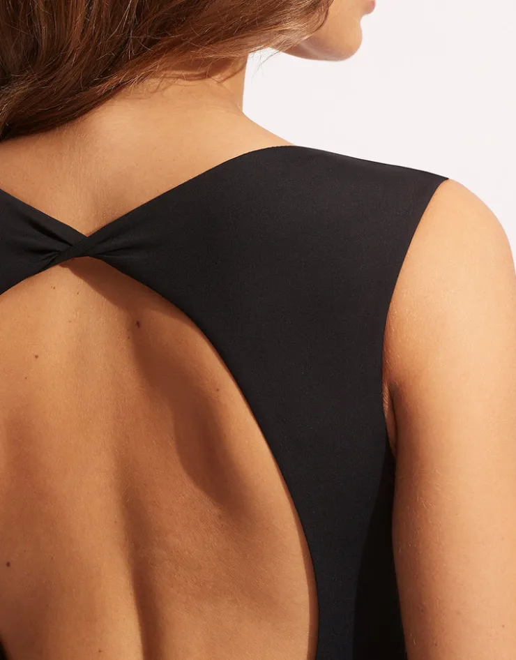 Seafolly Collective V Neck Swimsuit - Black Sale