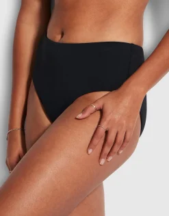 Seafolly Collective Wide Side Retro Bikini Pant - Black Clearance