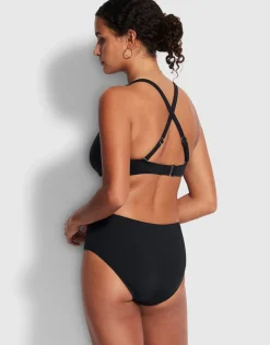 Seafolly Collective Wide Side Retro Bikini Pant - Black Clearance