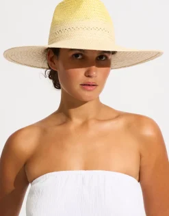 Seafolly Colour Crush Wide Brim Hat - Citrus Online