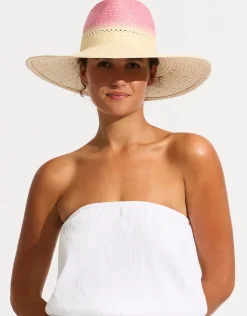 Seafolly Colour Crush Wide Brim Hat - Fuchsia Rose Fashion