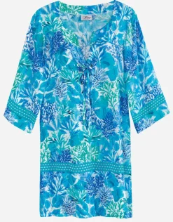 Tessy Coral Beach Tunic - Turquoise Hot