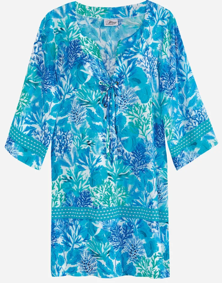Tessy Coral Beach Tunic - Turquoise Hot