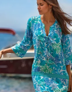 Tessy Coral Beach Tunic - Turquoise Hot