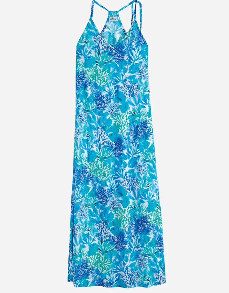 Tessy Coral Maxi Dress - Turquoise Hot