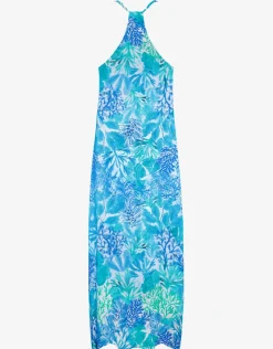 Tessy Coral Maxi Dress - Turquoise Hot