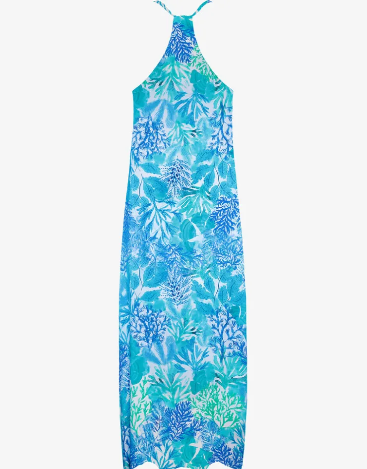 Tessy Coral Maxi Dress - Turquoise Hot