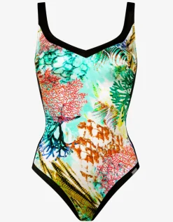 Charmline Coral Paradise Moulded Swimsuit - White Reef Outlet
