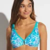 Tessy Coral Ring Front Bikini Top - Turquoise Hot