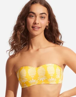 Seafolly Corsica Bustier Bandeau Bikini Top - Citron Hot