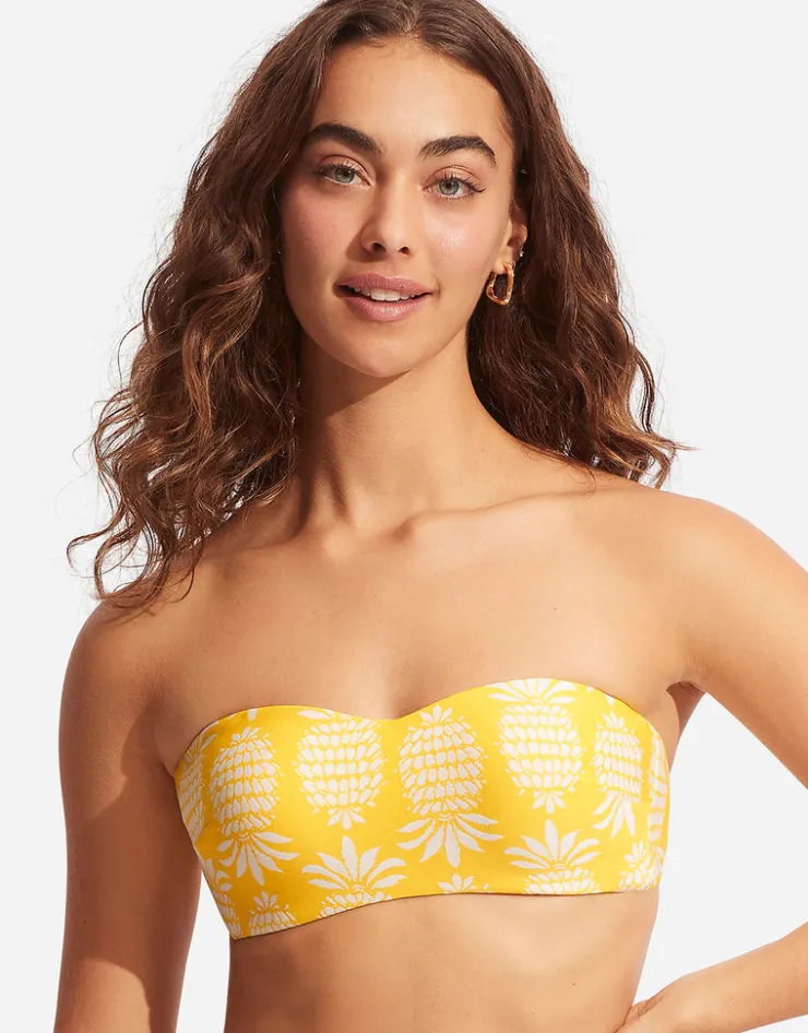 Seafolly Corsica Bustier Bandeau Bikini Top - Citron Hot