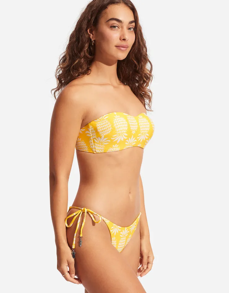 Seafolly Corsica Bustier Bandeau Bikini Top - Citron Hot