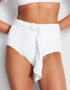 Seafolly Costa Bella High Waisted Bikini Pant - White New