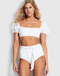 Seafolly Costa Bella High Waisted Bikini Pant - White New