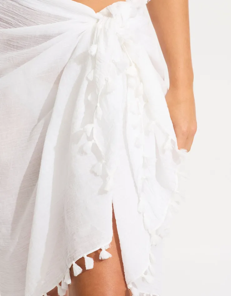 Seafolly Cotton Gauze Sarong - White Best
