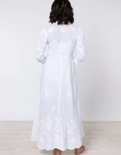 Juliet Dunn Cotton Maxi Dress with Vintage Embroidery - White Sale