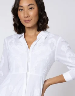 Juliet Dunn Cotton Maxi Dress with Vintage Embroidery - White Sale