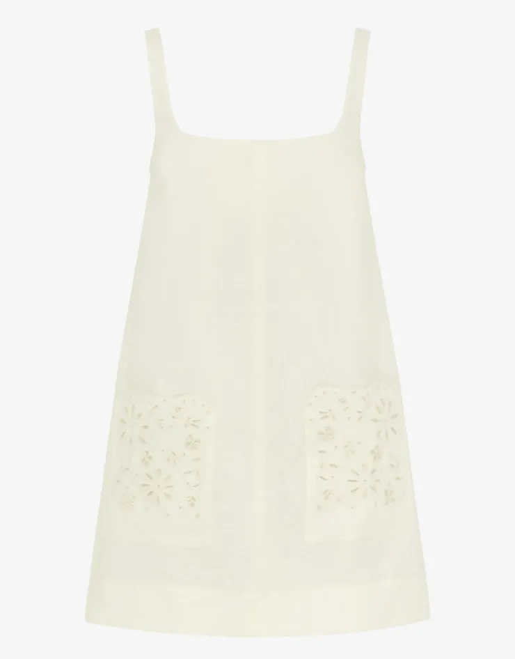 Peony Creme Embroidered Shift Mini Dress - White Online