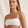 Peony Creme Memoir Embroidered Bandeau Crop Bikini Top - White Fashion