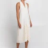 Greek Archaic Kori Crete Midi Dress - Natural and Champagne Online